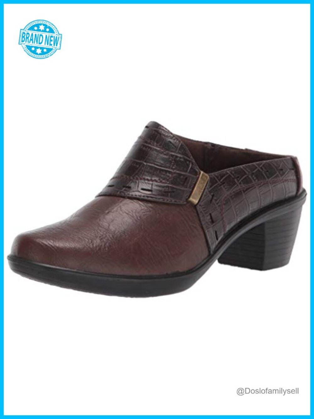 Easy Street Cynthia Block Heel Mule with Side Ornamentation Pull-On